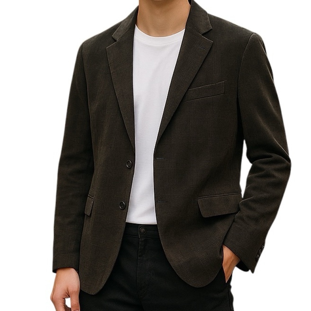 Ermenegildo Zegna Brown with Black Glen Plaid Blazer Jacket 52R(42 US)